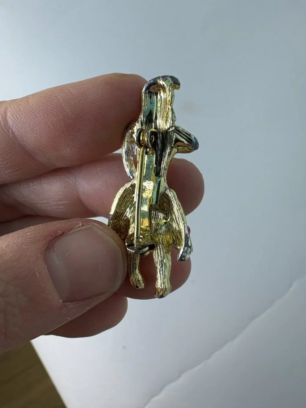 Vintage Hula Girl Brooch Gold Tone Rhinestone Pin Hawaiian Dancer Brooch